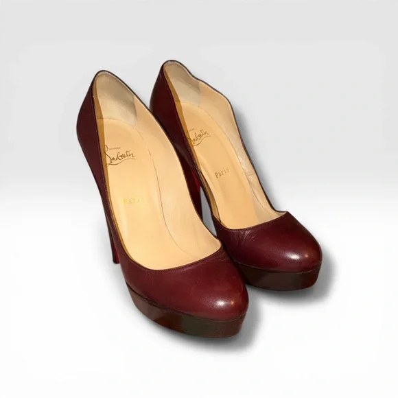 Christian Louboutin Leather Bibi Platform Pumps Bordeaux size 41.5 - Picture 4 of 16